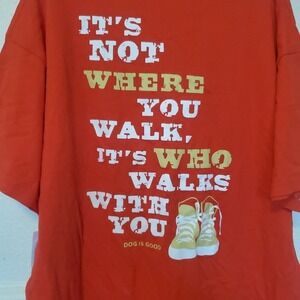 Dog Is Good Mens Never Walk Alone Red Graphic T-Shirt XXL New Sample Cotton